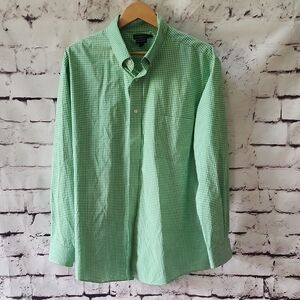 EUC! Croft & Barrow Mint Classic-Fit Gingham Button Shirt Mens Size 18 Neck